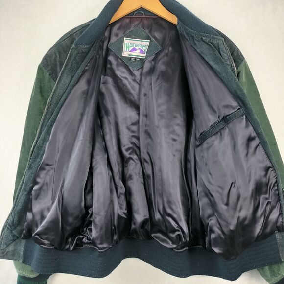 VTG William Barry Watershed Jacket Men 2XL Blue Green Suede Leather Varsity Coat - Picture 14 of 16